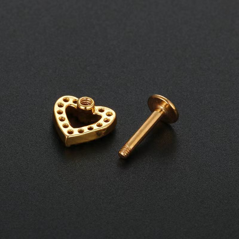 Hip-Hop Cross Moon Heart Shape Stainless Steel Inlay Zircon lip stud Ear Studs 1 Piece