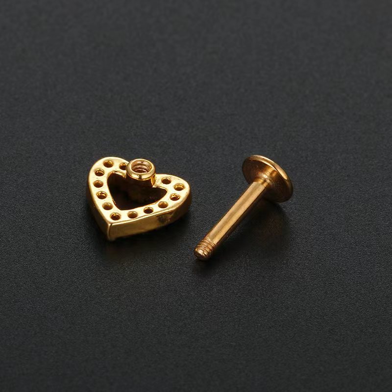 Hip-hop Cross Moon Heart Shape Stainless Steel Inlay Zircon Lip Stud Ear Studs 1 Piece display picture 5