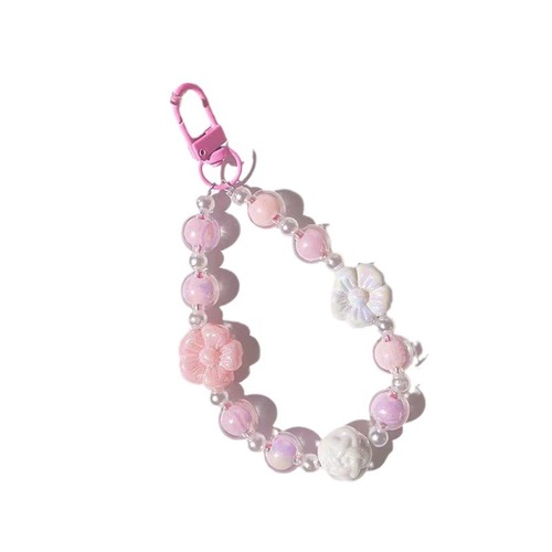 Handmade bead-in-bead flower beading DIY mobile phone chain mobile phone pendant macaron bag hanging chain