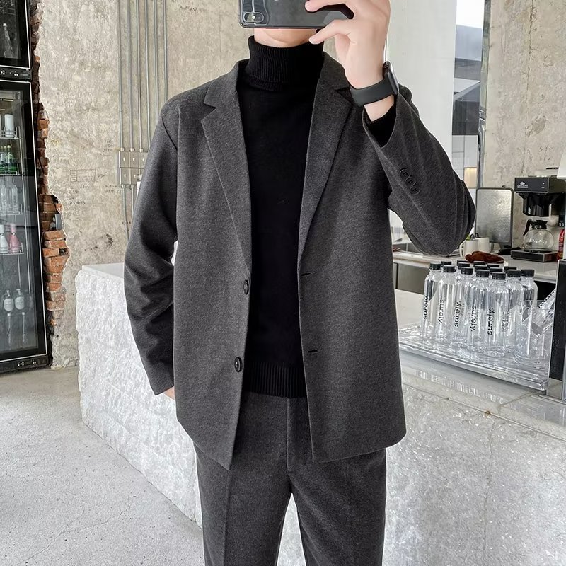 New trendy men's suit jacket, autumn and winter, woolen, professional white-collar formal wear, casual business suit jacket.