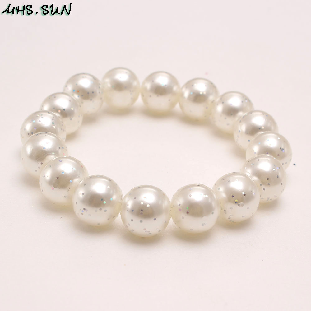 Glitter Pearl Children's Bracelet Color Pearl Bracelet Jewelry display picture 2