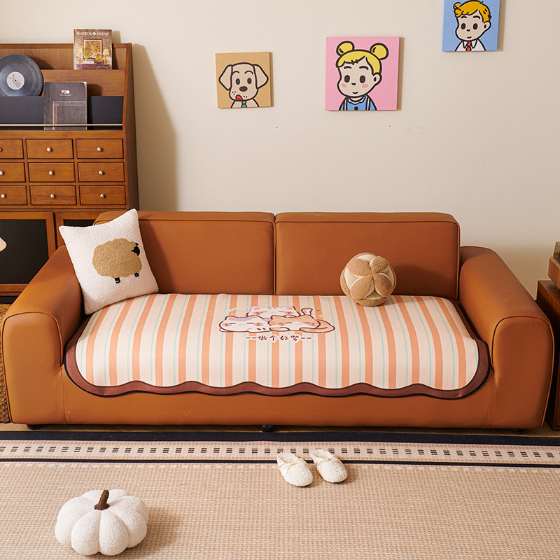 Cojín de sofá de forma especial adorable 2025 nuevo cojín de sofá de cuero fijo antideslizante dopamina dibujos animados sofá toalla de tela
