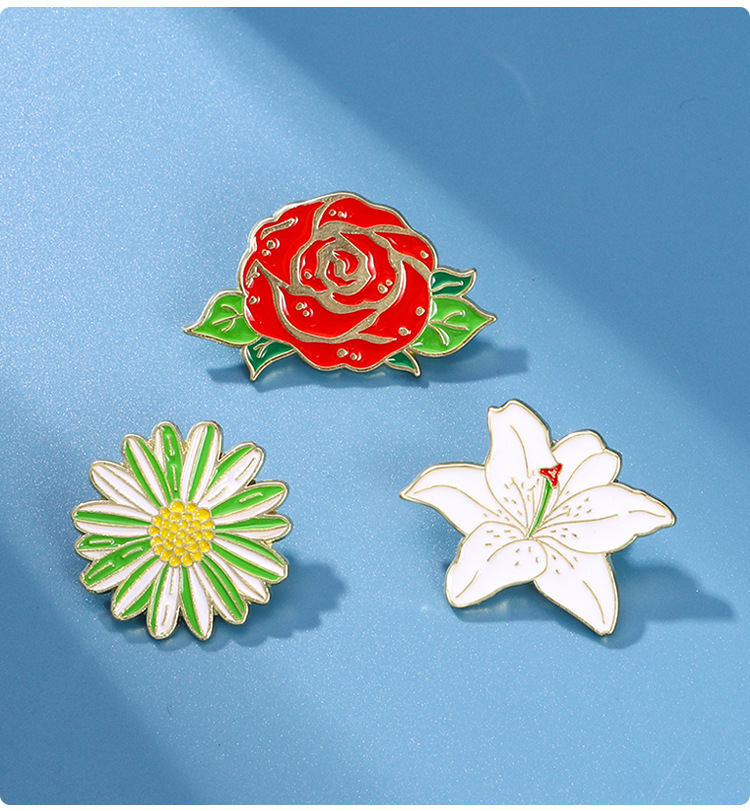 Casual, Daily, Shopping Occasion Alloy Material Elegant Lady Pin Flower Alloy Enamel Unisex Brooches