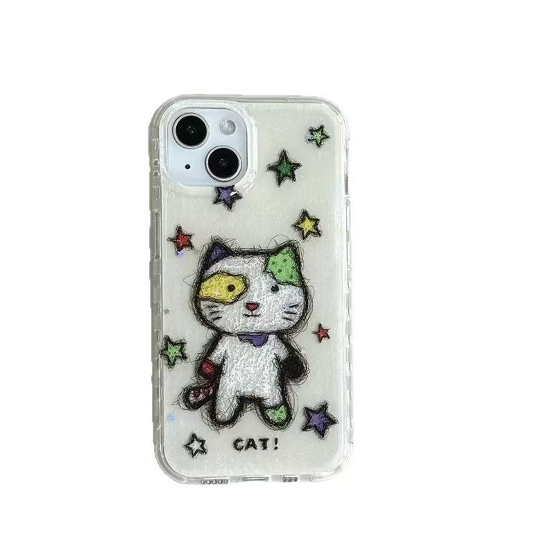 Neto lindo gato estrella para Apple 16ProMax funda para teléfono móvil cadena 15Pro 14/13 nuevo 15PM