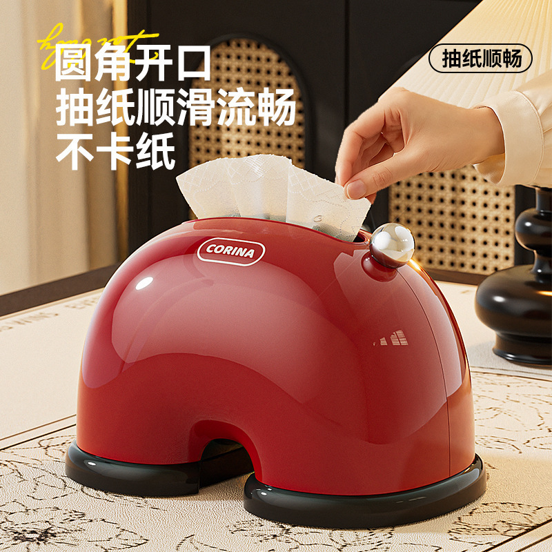 纸巾盒创意弹簧家用高级感客厅卧室桌面纸抽盒轻奢复古艺术感摆件|undefined