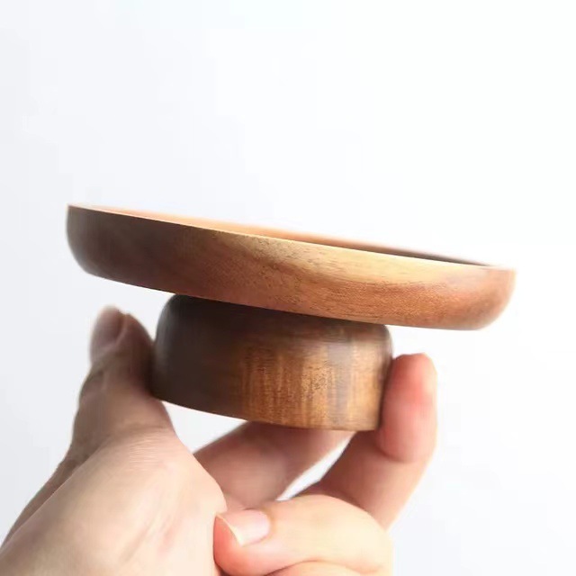 Plato de bocadillos de madera maciza alto Plato de bocadillos Plato de postres Plato de frutas secas Plato de pastelería retro