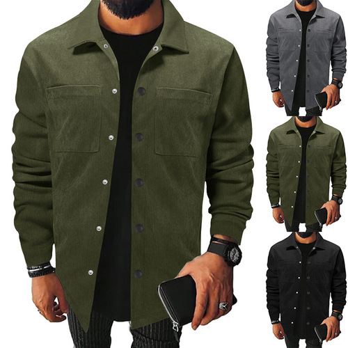 Men's Spring and Autumn 2025 Workwear Jacket Pure Color Corduroy Single-Breasted Tailored Jacket