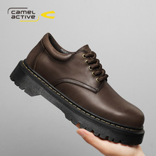 德国骆驼动感男高档春秋季大头休闲皮鞋户外防滑真皮内增高马丁鞋