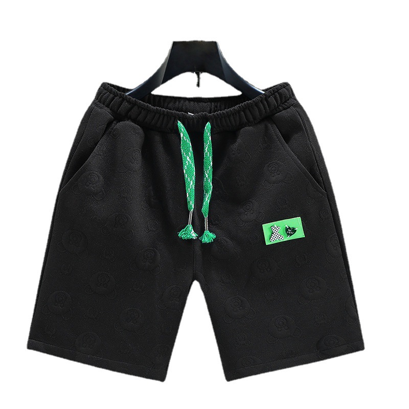 Shorts pour hommes 2023 Nouveau dessin animé garde été mode moyen tricoté plage pantalon fendu_voghion.com