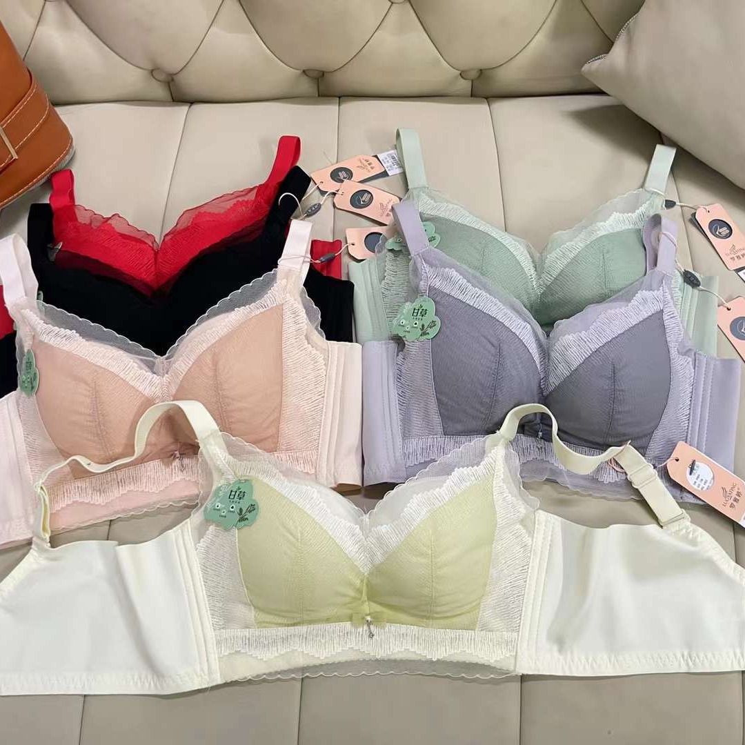 Nuevo sujetador de alta calidad de moda de encaje jacquard transpirable ajustable confortable tipo de botón múltiple tipo de ropa interior de mujer