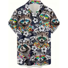 L 10627 Printed Men's Short Shirt ӡ���ж������羳����ͨ