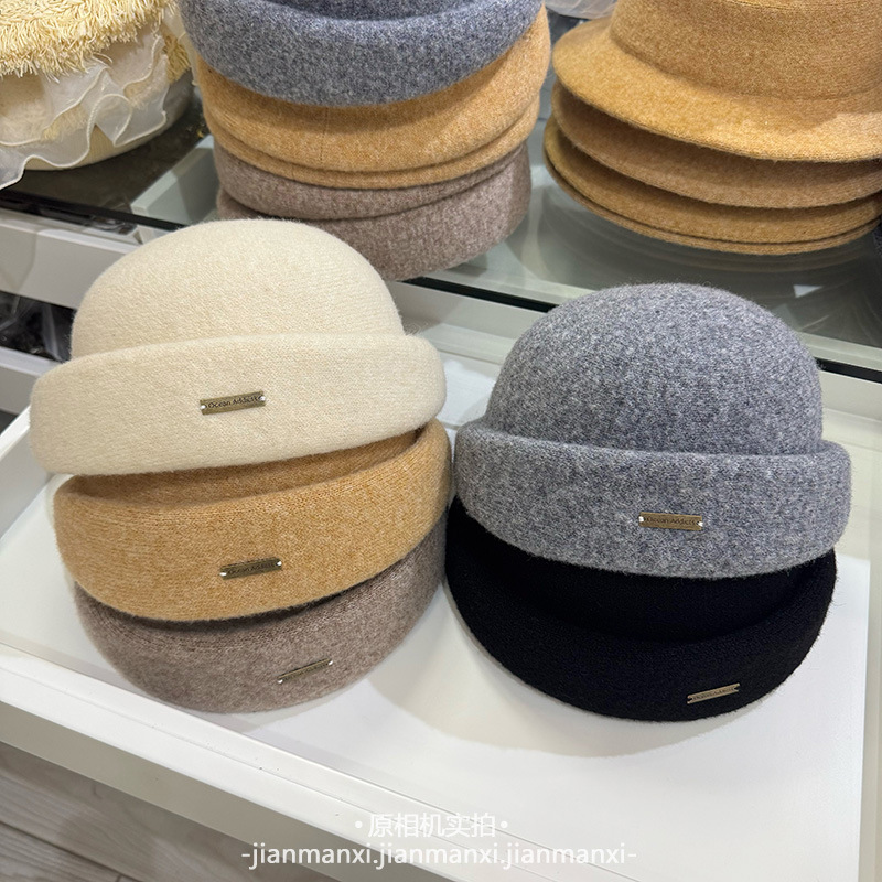 Wool Light Luxury Socialite Felt Hat Autumn and Winter Retro Ladies Hat Lady Beret Solid Color Fashion Hat Trendy Wholesale
