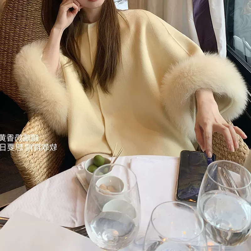 心软的神_贵贵小富婆 狐狸毛斗篷短大衣外套