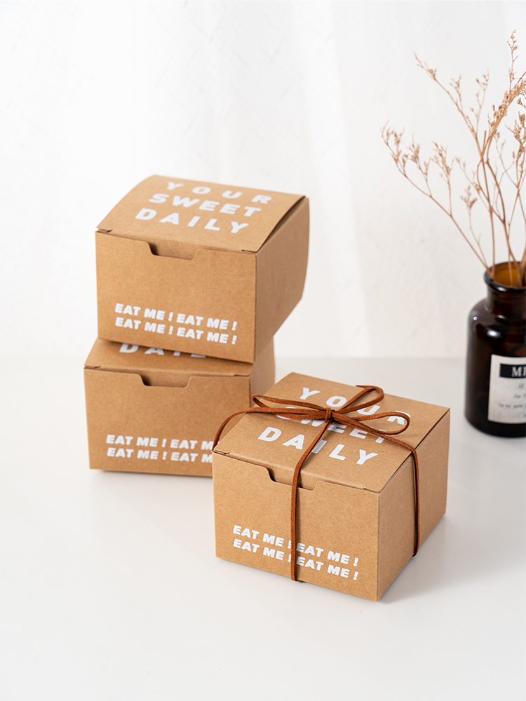 Cartón británico botón galleta caja de embalaje de nougat Madeleine caja de pastel de nieve