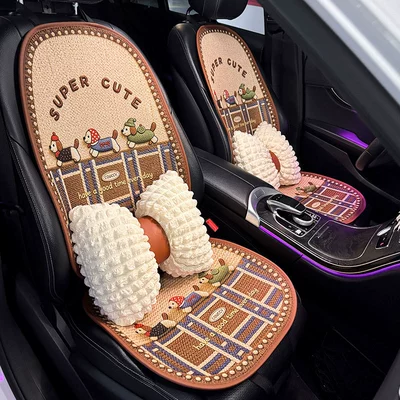 Seat cushion, seat cover: Summer Cooling Pad for Women, Car - three-dachshunds-five-seater-pillow-model