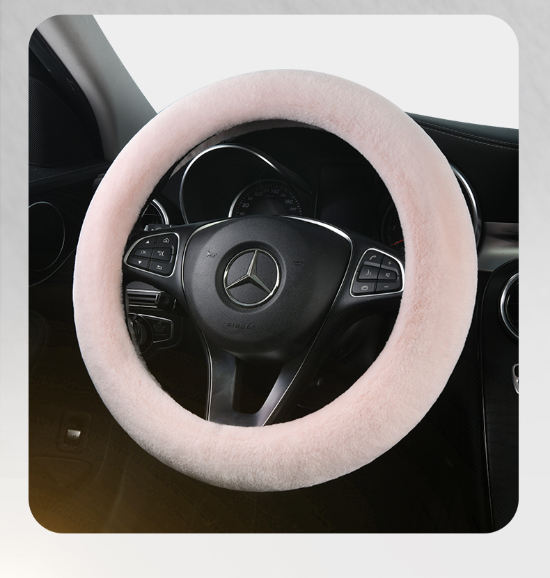 Car steering wheel cover winter plush mink velvet winter warm solid color handle short fluff cross-border a generation of hair
