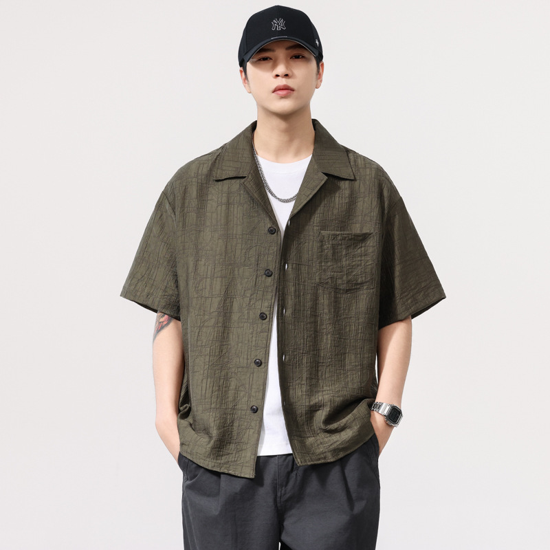 108g Lyocell Short Sleeve Shirt Men's Summer Thin American Retro Loose plus size Shirt Casual Cardigan Jacket 108g Lyocell Short Sleeve Shirt Men's Summer Thin American Retro Loose plus size Shirt Casual Cardigan Jacket