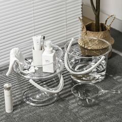 Transparent plastic bucket for home use, factory wholesale, handle large bucket with lid, student thick bucket basin water scoop set