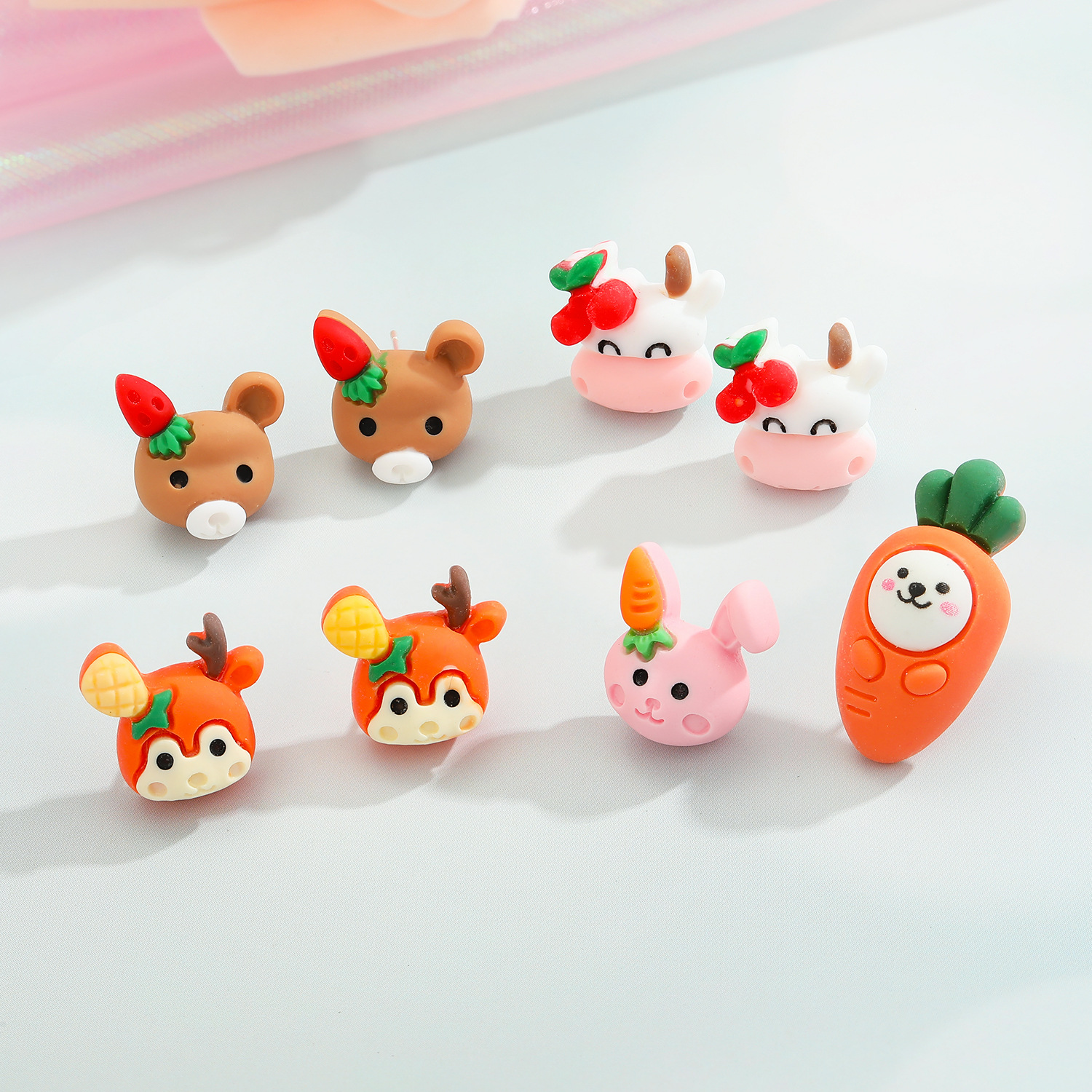 cartoon animal deer cow rabbit resin earrings wholesale Nihaojewelry