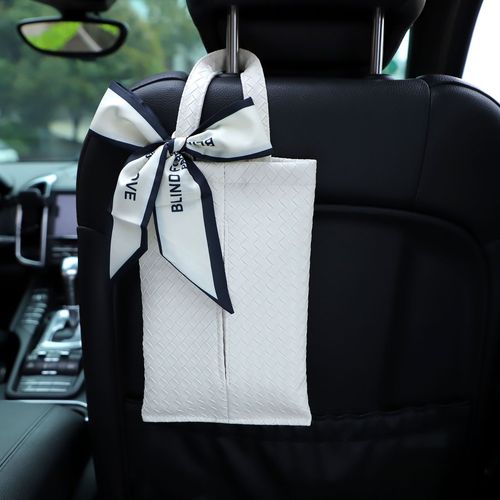 New car tissue box with bow hanging woven leather seat back tissue box fashion goddess style car accessories