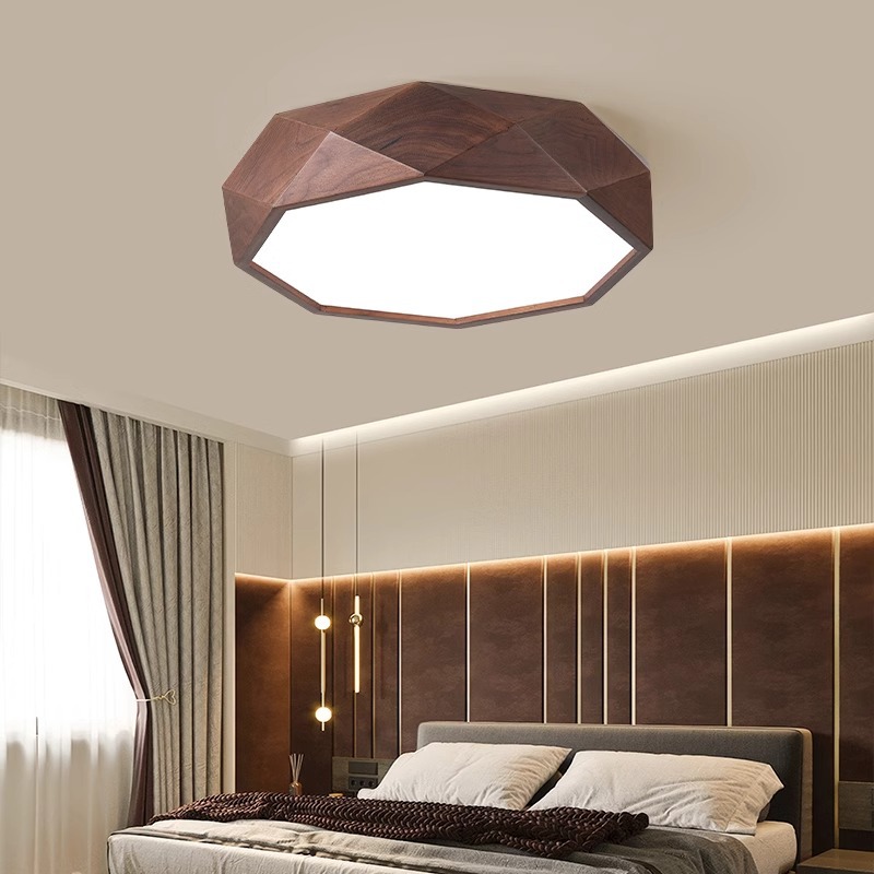 América del Norte negro nuez lámpara de dormitorio nuevo estilo chino minimalista protección de ojos sala de estar estudio minimalista madera sólida lámpara de techo