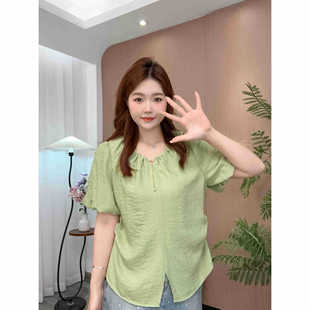 [Only Top Rose Midsummer] Summer Gentle Style Design Slimming Look and Versatile Short-Sleeved Top Tgw41508