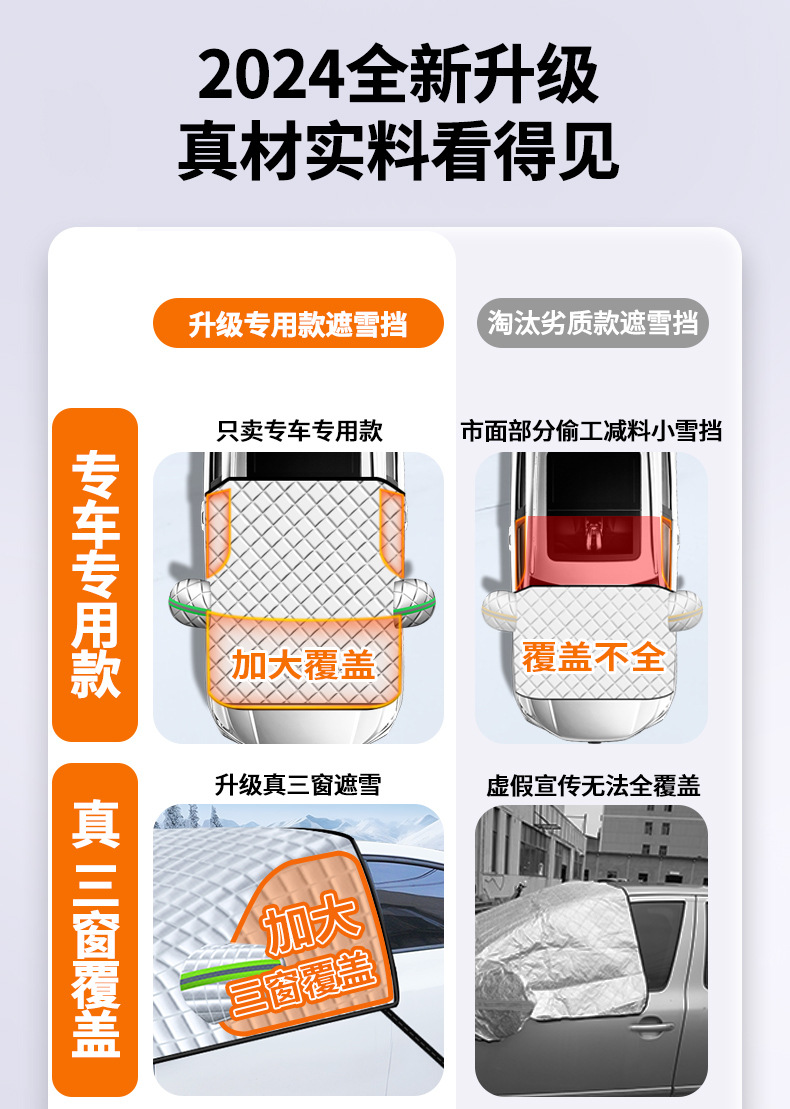 New Car Snow Cover Three-Window Sunshade Glass Sun Visor Thickeneded Magnetic Snow Cover Anti-Freeze Half-Cover Car Cover