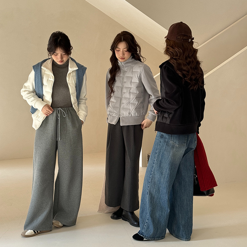 森岛 秋冬摇粒绒拉链羽绒服女新款纯色保暖开衫韩系鸭绒百搭外套
