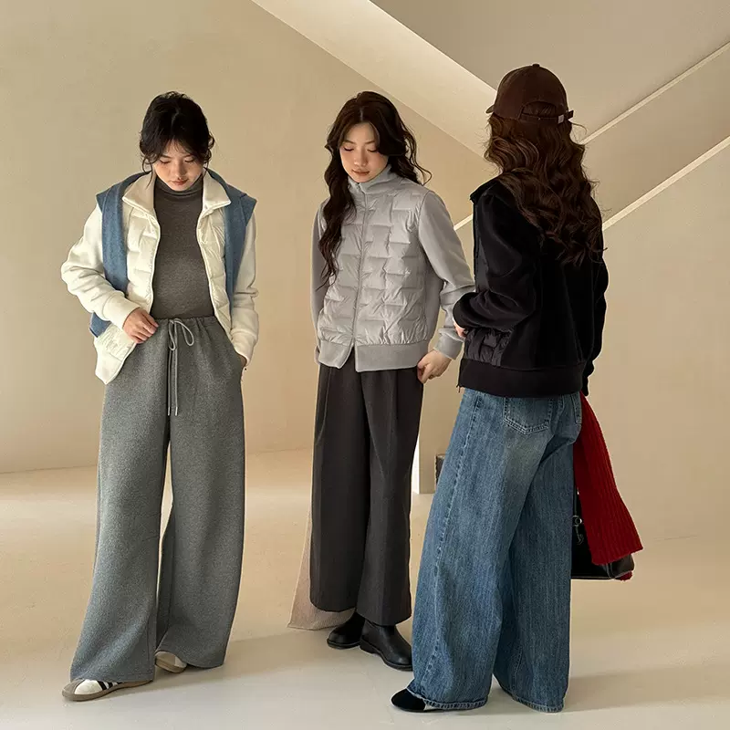 森岛 秋冬摇粒绒拉链羽绒服女新款纯色保暖开衫韩系鸭绒百搭外套