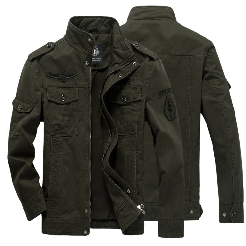 Foreign Trade Aliexpress Cross-Border Plus-Size Pure Cotton Thin Men's Military-Style Air Force Flight Jacket Youth Jacket Coat