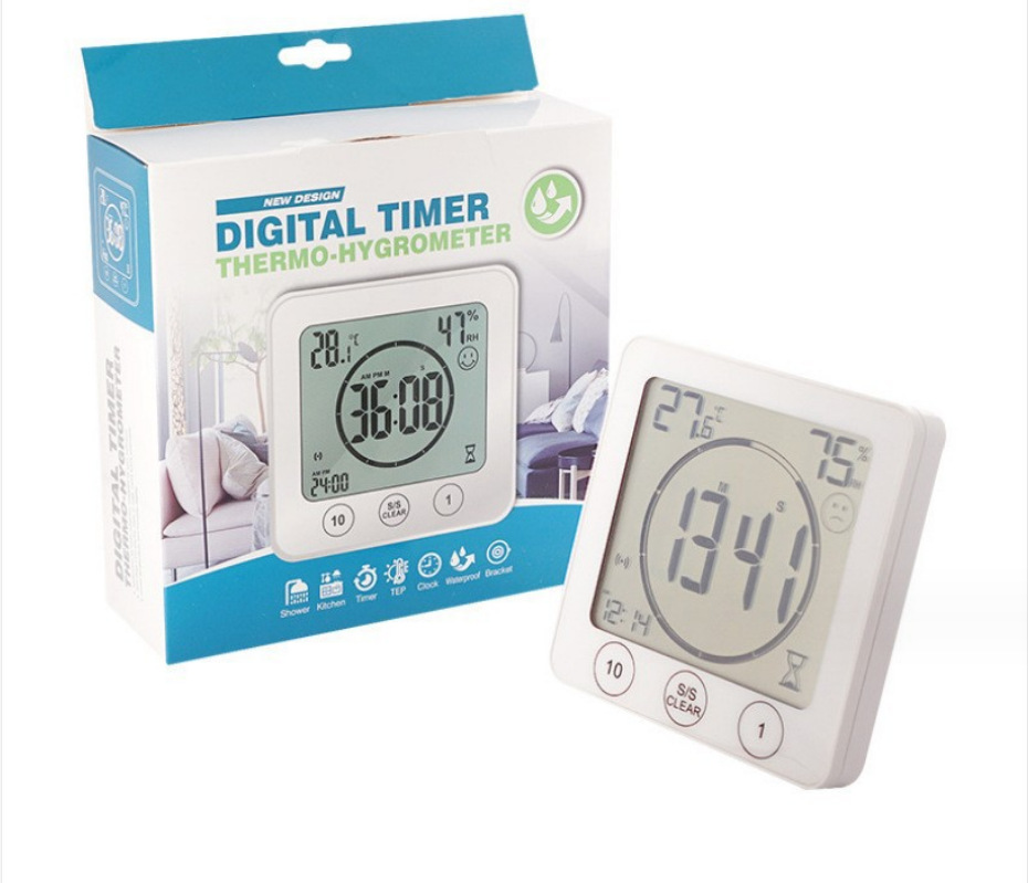 多功能电子温湿度计 大屏幕数显室内温湿度表带计时器 带磁铁吸盘