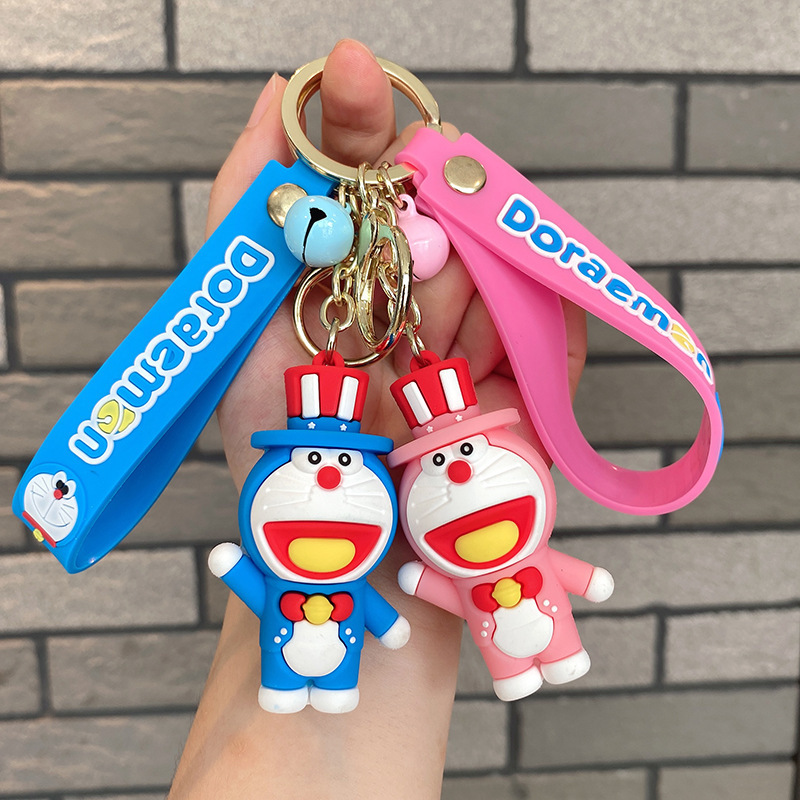 Sombrero mágico Jingdang llavero gato Doraemon silicona muñeca llavero del coche bolsa adornos pequeño regalo