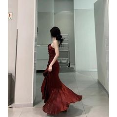 フィッシュテールドレス、ハイエンドの軽い高級ニッチ乾杯ドレス、フランスの成人式の誕生日ドレス、夏の新しいドレス