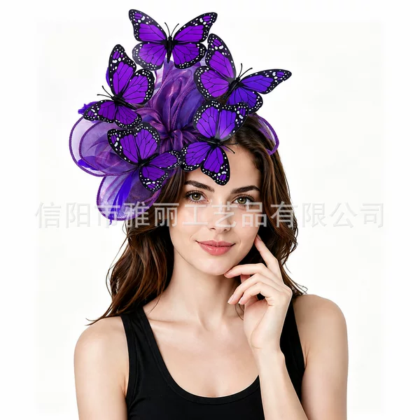 Amazon's best-selling artificial butterfly floral headpiece, forest-themed, beautiful hair accessory for women, suitable for stage performances at the Horse Racing Club