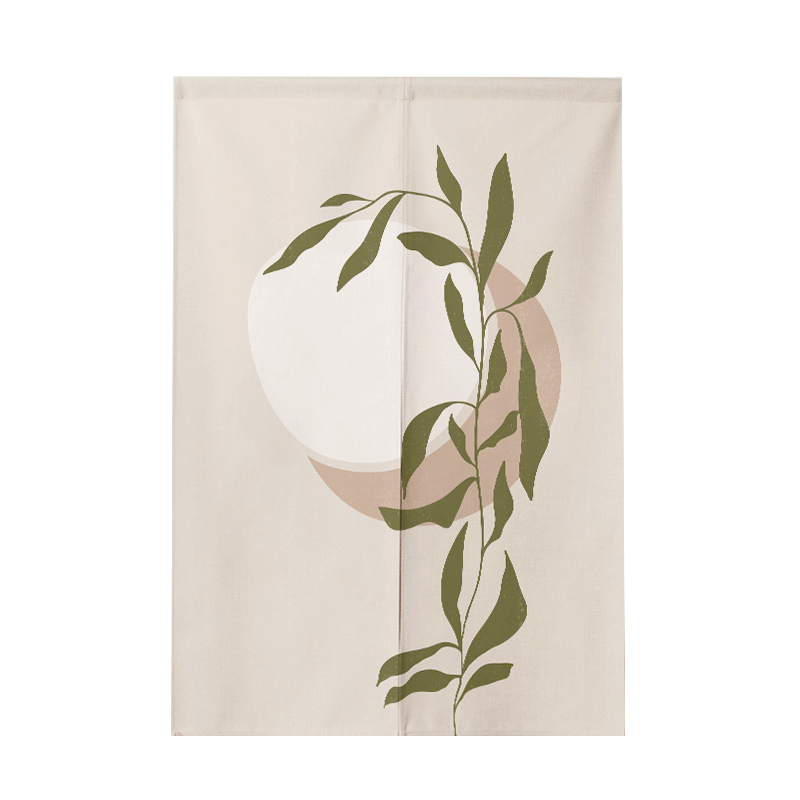 Cortina minimalista con diseño floral de hojas Morandi, cortina divisoria, cortina de cocina sin perforaciones, cortina semientrelazada para inodoro.