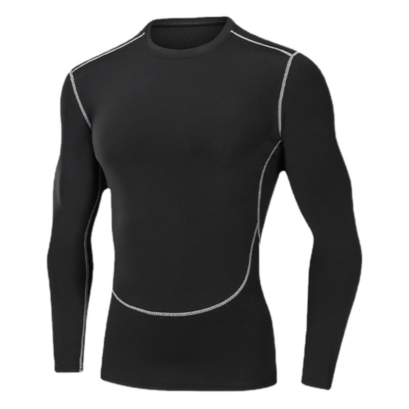 Medias de secado rápido para hombres de manga larga cálido entrenamiento para correr equipo de fitness otoño e invierno traje deportivo elástico alto