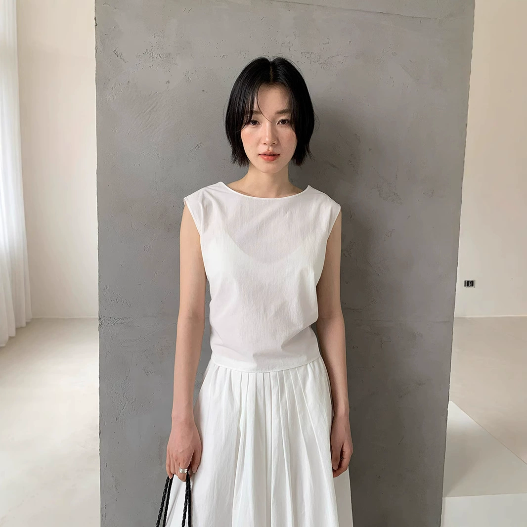 Love and Nancy Thirteen Lines 2025 Summer Korean Style Sleeveless Skin Friendly Strappy Commuting Versatile Irregular Shirt 22370