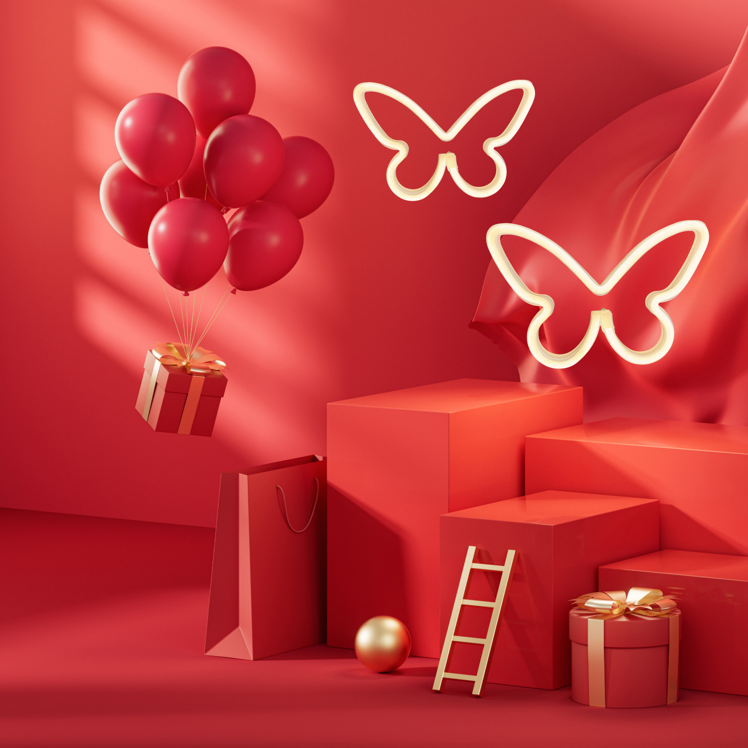 Neón LED luz de modelado mariposa Amazon en stock entrega de una sola pieza dormitorio decoración de la pared regalo de cumpleaños