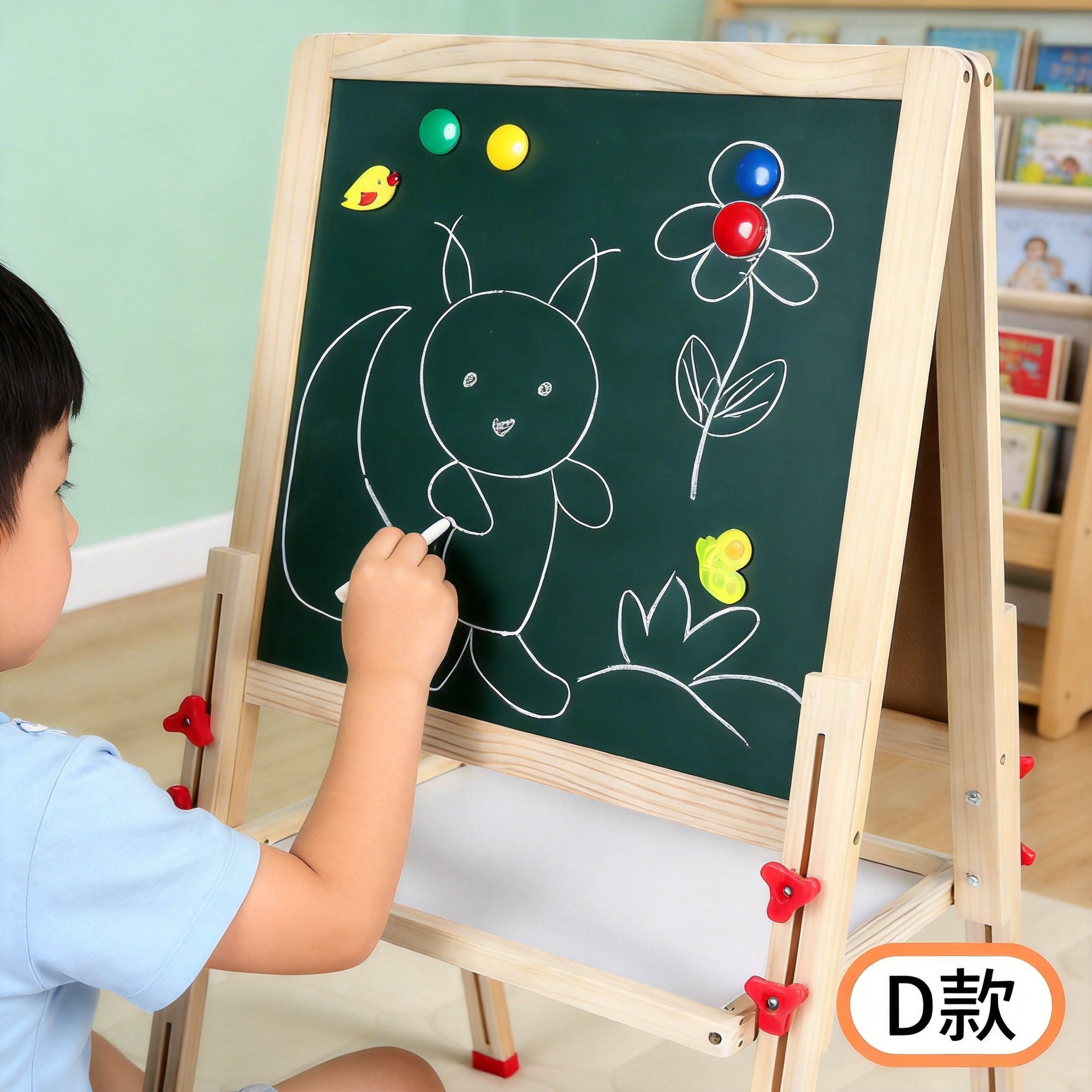 Tablero de dibujo de Elevación magnética de dos pasos D de doble cara tablero de graffiti doméstico infantil educación temprana juguetes de madera al por mayor