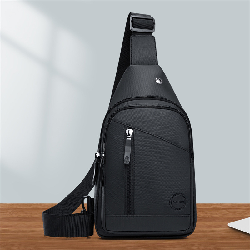 Cross-Border New Style Men's Chest Bag Made of Oxford Cloth, Water-Repellent Men's Crossbody Bag, Simple Outdoor Casual Small Shoulder Bag