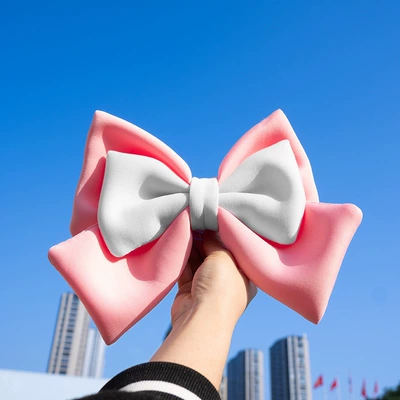 Motosiklet dəbilqələri: accessory, cartoon multi-color bow - pink-and-white-bow