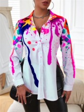 Q 14978 Gradient Print Long Sleeve Shirt �u׃ӡ���r�� �羳��