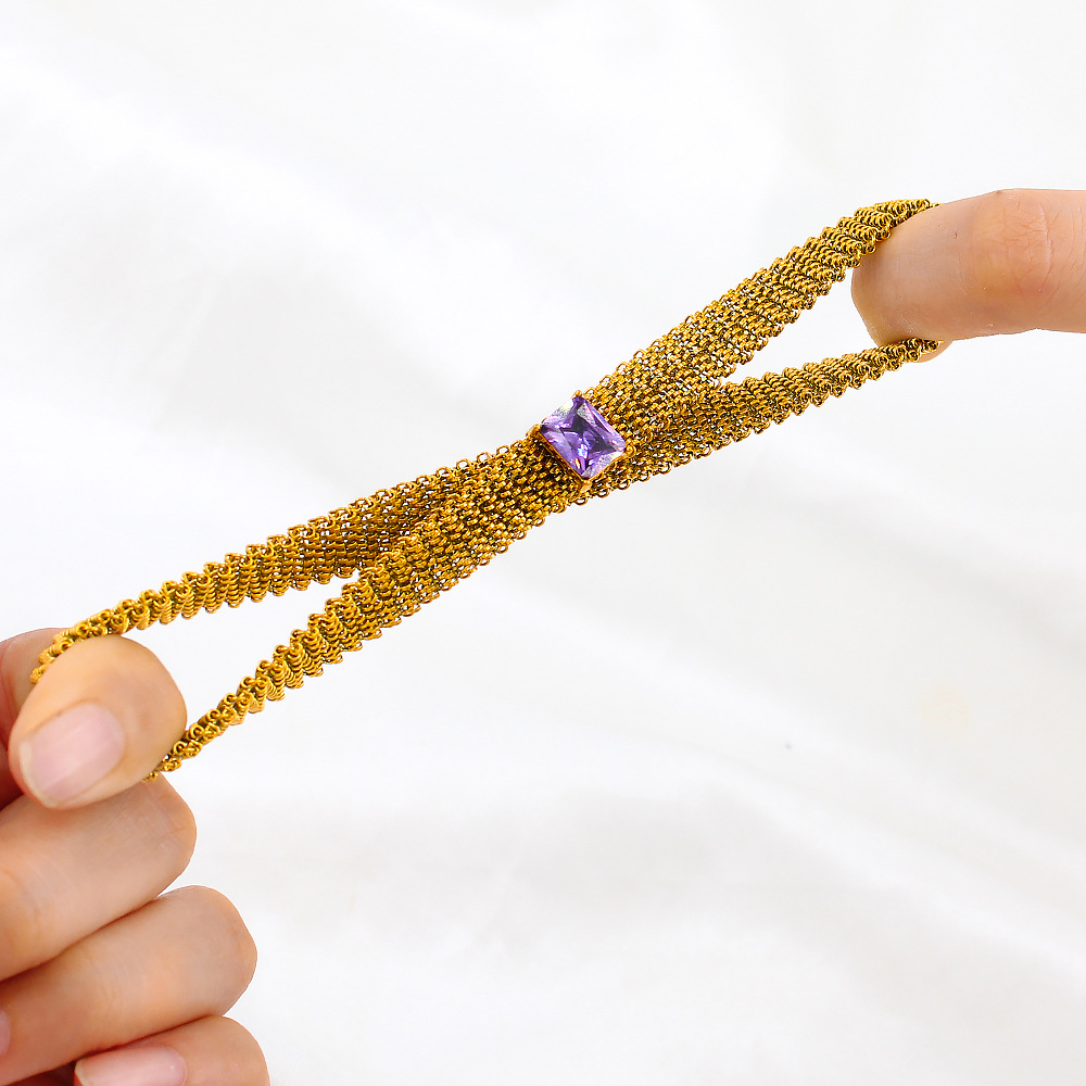 Fashion Geometric Stainless Steel Plating Zircon Bracelets 1 Piece