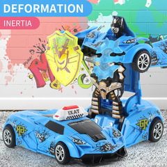 跨境兒童慣性滑行碰撞變形玩具車男孩仿真賽車模型一鍵變型機器人