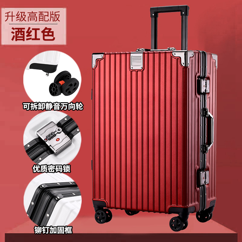 Nuevo marco de aluminio de gran capacidad caja de la carretilla rueda universal de alto aspecto maleta de viaje 24 pulgadas Contraseña de bloqueo de embarque caso