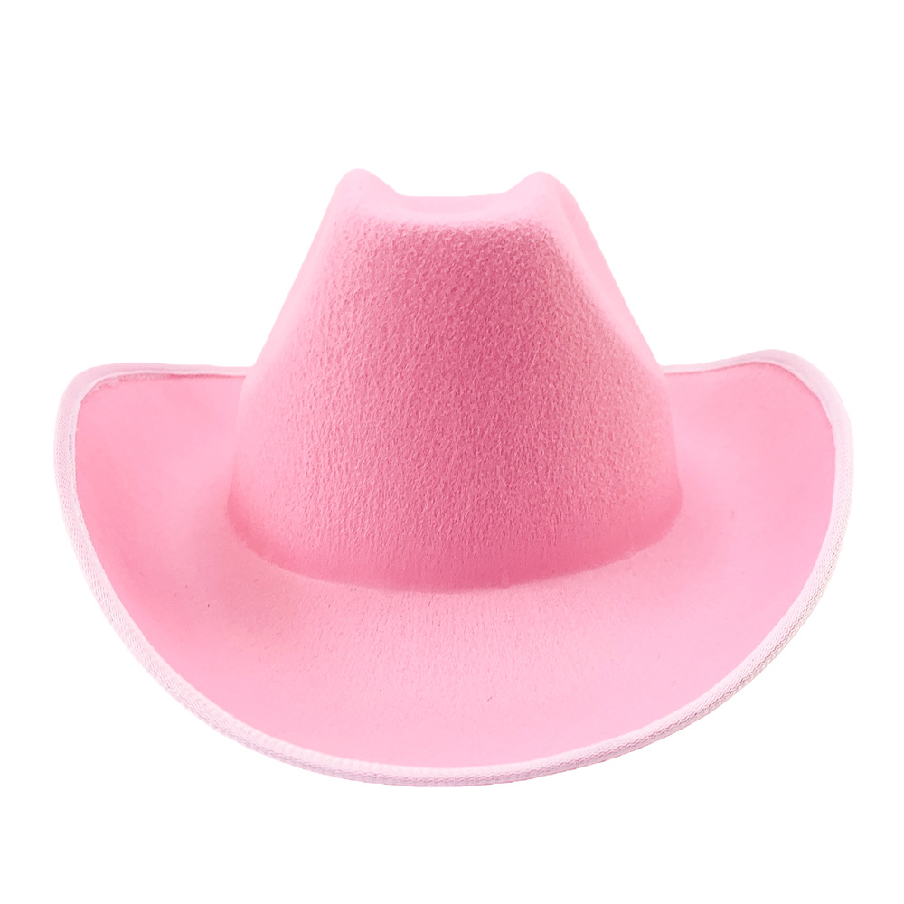 Sombrero de Vaquero Occidental de Fieltro, Borde Ancho y Enrollado para Fiestas