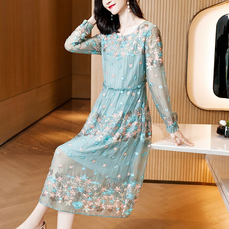 Autumn silk cute elegant long-sleeve