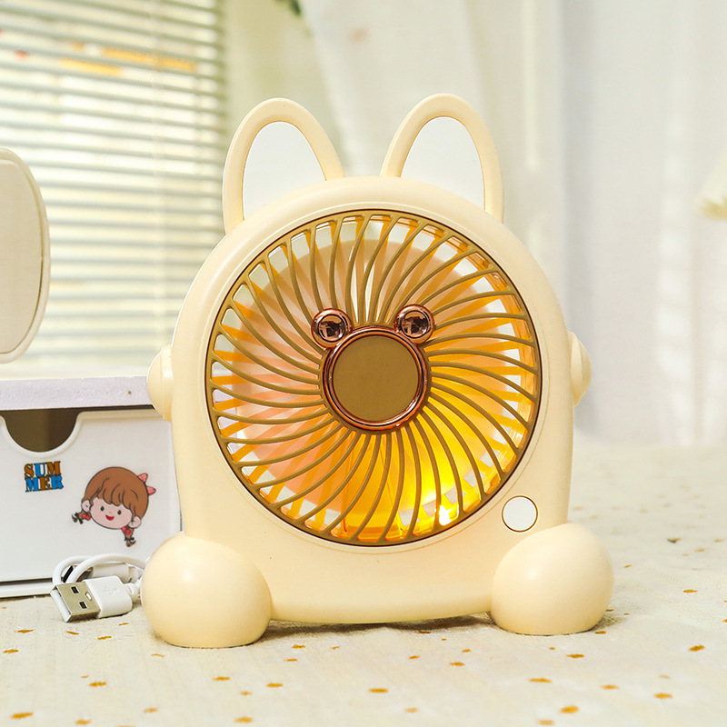 新型萌え犬かわいい扇風機USB充電三段角度調整デスクトップベッド家庭用手持ち扇風機|undefined