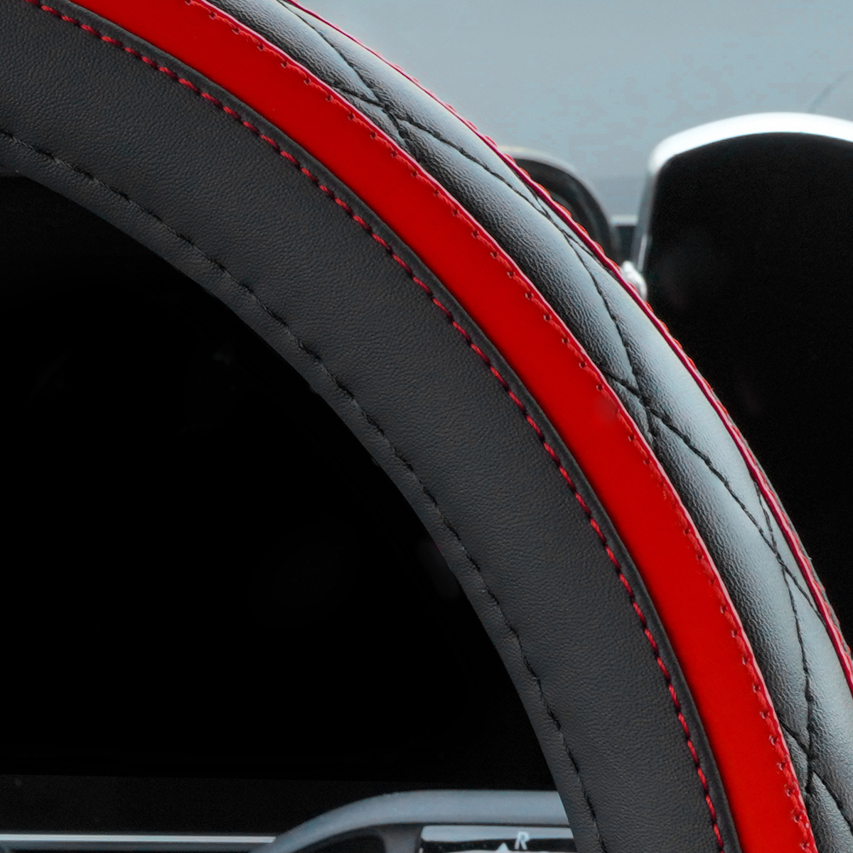 New Car Steering Wheel Cover, Leather Quilted Embroidery Stitching, Universal for All Seasons, Cross-Border Hot-Selling Interior Steering Wheel Protective Cover