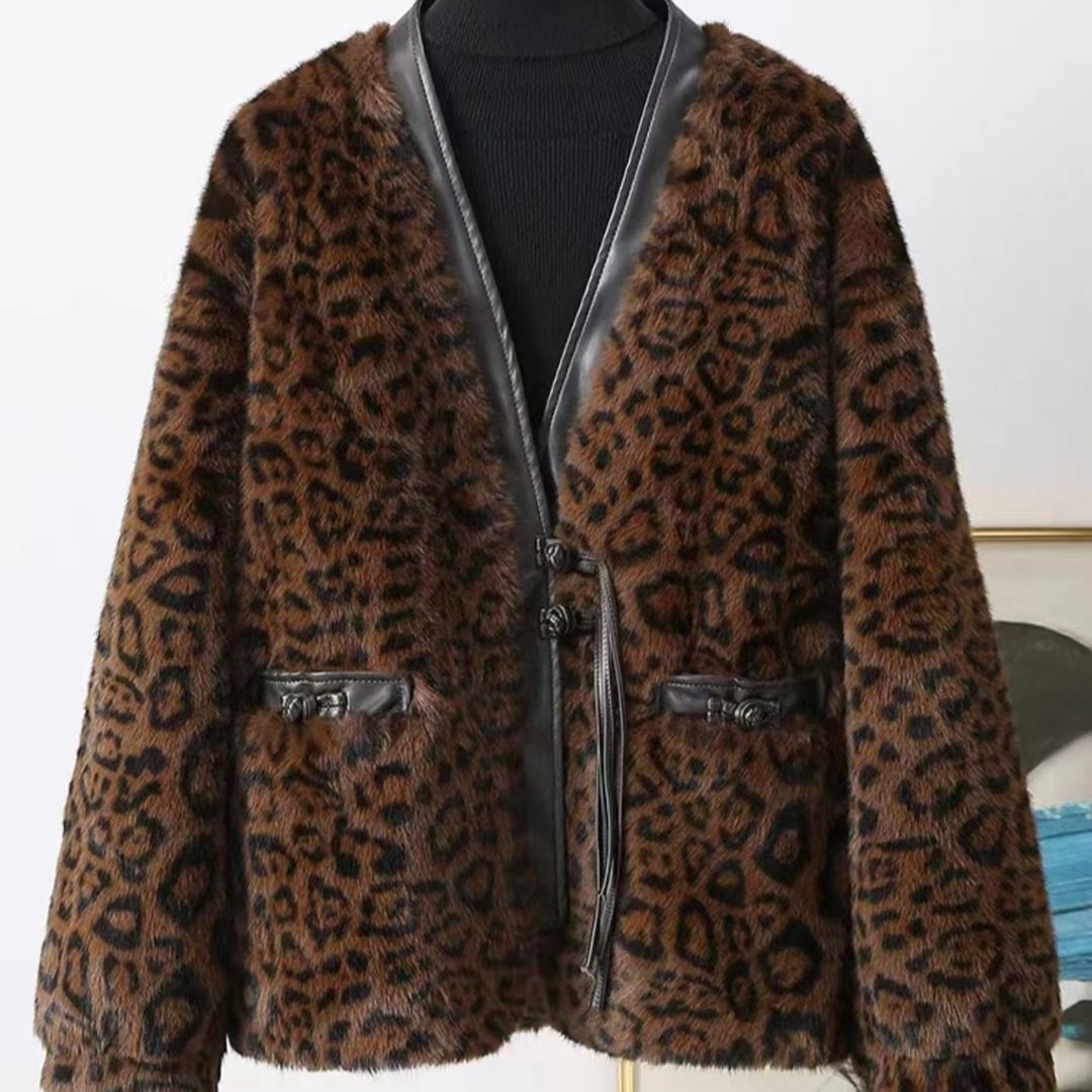 Xiaomi visón imitación de leopardo imitación de leopardo impresa gradiente chaqueta bolsas zapatos sombreros chaqueta de moda peluche